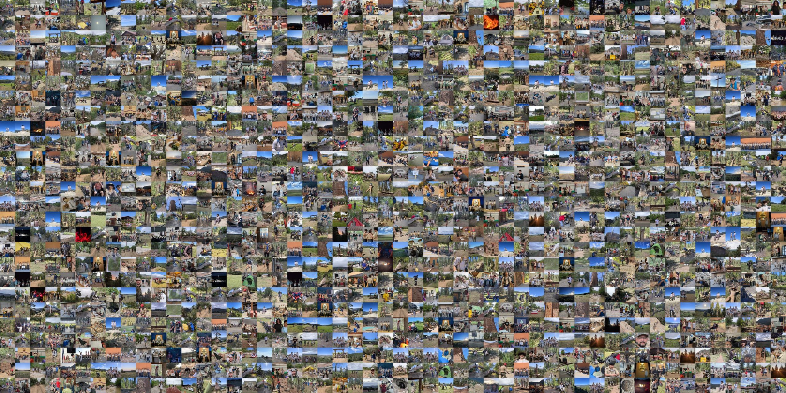A collage of 1352 Troop 87 photos: campouts, ceremonies, service and the road to Philmont